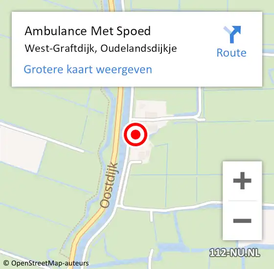 Locatie op kaart van de 112 melding: Ambulance Met Spoed Naar West-Graftdijk, Oudelandsdijkje op 27 januari 2022 22:39