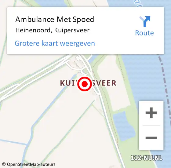 Locatie op kaart van de 112 melding: Ambulance Met Spoed Naar Heinenoord, Kuipersveer op 27 januari 2022 23:16