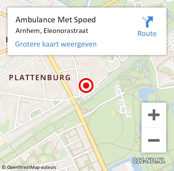 Locatie op kaart van de 112 melding: Ambulance Met Spoed Naar Arnhem, Eleonorastraat op 27 januari 2022 23:19