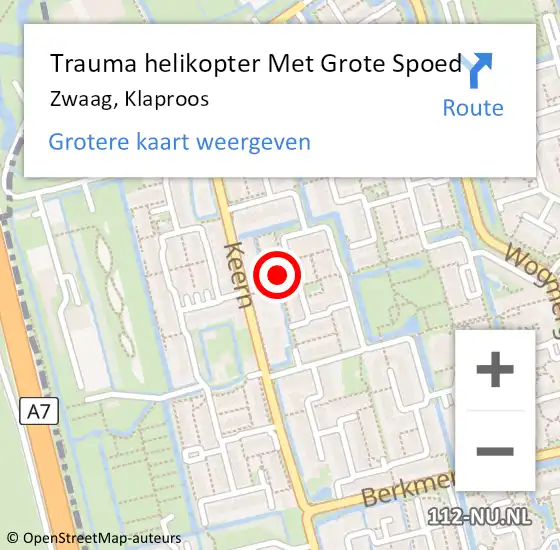 Locatie op kaart van de 112 melding: Trauma helikopter Met Grote Spoed Naar Zwaag, Klaproos op 27 januari 2022 23:33