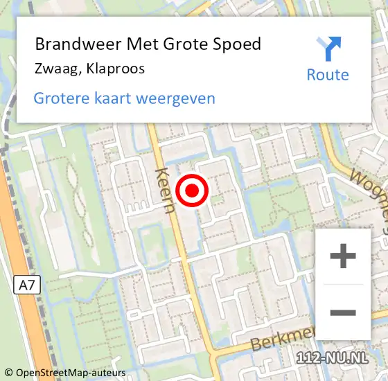 Locatie op kaart van de 112 melding: Brandweer Met Grote Spoed Naar Zwaag, Klaproos op 27 januari 2022 23:46