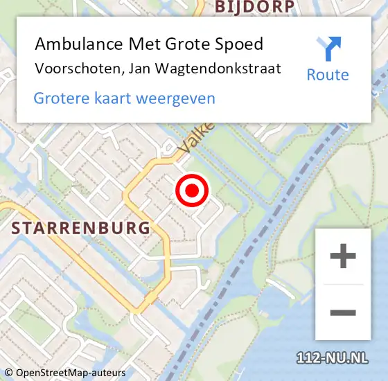 Locatie op kaart van de 112 melding: Ambulance Met Grote Spoed Naar Voorschoten, Jan Wagtendonkstraat op 27 januari 2022 23:54
