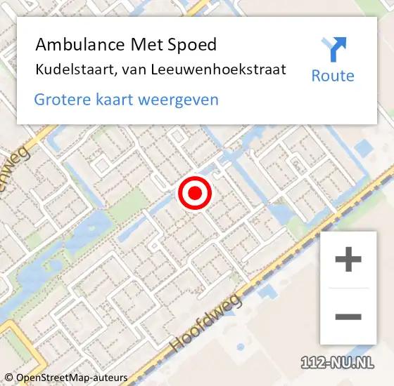 Locatie op kaart van de 112 melding: Ambulance Met Spoed Naar Kudelstaart, van Leeuwenhoekstraat op 27 januari 2022 23:56