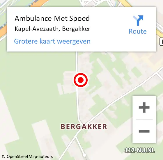 Locatie op kaart van de 112 melding: Ambulance Met Spoed Naar Kapel-Avezaath, Bergakker op 28 januari 2022 00:05