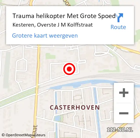 Locatie op kaart van de 112 melding: Trauma helikopter Met Grote Spoed Naar Kesteren, Overste J M Kolffstraat op 28 januari 2022 00:14