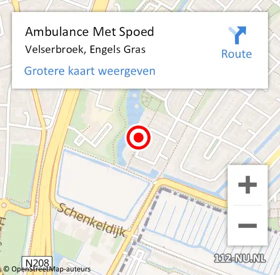 Locatie op kaart van de 112 melding: Ambulance Met Spoed Naar Velserbroek, Engels Gras op 28 januari 2022 00:52