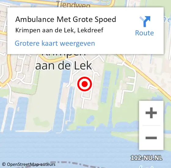 Locatie op kaart van de 112 melding: Ambulance Met Grote Spoed Naar Krimpen aan de Lek, Lekdreef op 28 januari 2022 00:58