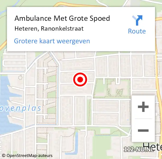 Locatie op kaart van de 112 melding: Ambulance Met Grote Spoed Naar Heteren, Ranonkelstraat op 28 januari 2022 02:18