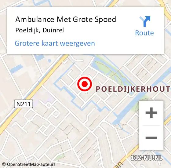 Locatie op kaart van de 112 melding: Ambulance Met Grote Spoed Naar Poeldijk, Duinrel op 28 januari 2022 02:19