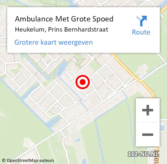 Locatie op kaart van de 112 melding: Ambulance Met Grote Spoed Naar Heukelum, Prins Bernhardstraat op 28 januari 2022 02:33