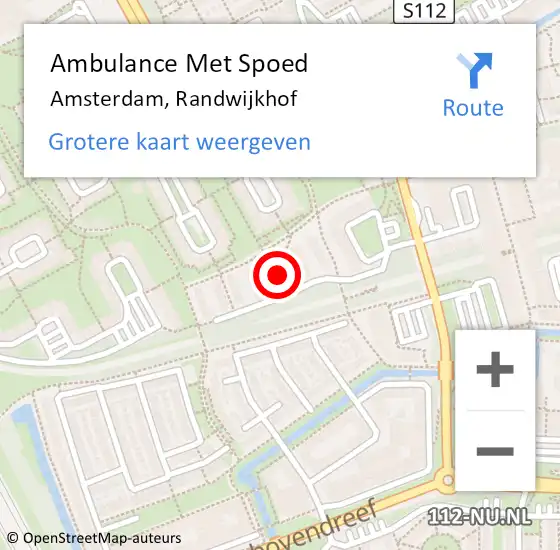 Locatie op kaart van de 112 melding: Ambulance Met Spoed Naar Amsterdam-Zuidoost, Randwijkhof op 28 januari 2022 02:44