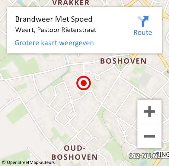 Locatie op kaart van de 112 melding: Brandweer Met Spoed Naar Weert, Pastoor Rieterstraat op 28 januari 2022 03:01