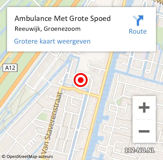 Locatie op kaart van de 112 melding: Ambulance Met Grote Spoed Naar Reeuwijk, Groenezoom op 28 januari 2022 03:22