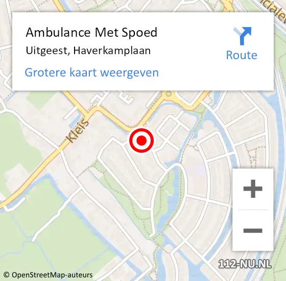 Locatie op kaart van de 112 melding: Ambulance Met Spoed Naar Uitgeest, Haverkamplaan op 28 januari 2022 04:01