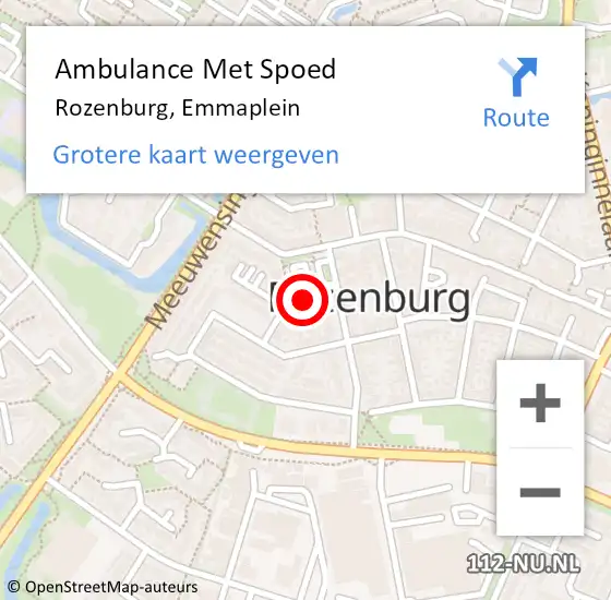 Locatie op kaart van de 112 melding: Ambulance Met Spoed Naar Rozenburg, Emmaplein op 28 januari 2022 04:24