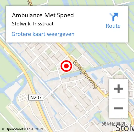 Locatie op kaart van de 112 melding: Ambulance Met Spoed Naar Stolwijk, Irisstraat op 28 januari 2022 05:13