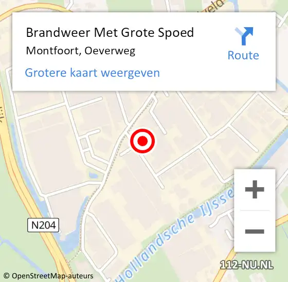 Locatie op kaart van de 112 melding: Brandweer Met Grote Spoed Naar Montfoort, Oeverweg op 28 januari 2022 05:30