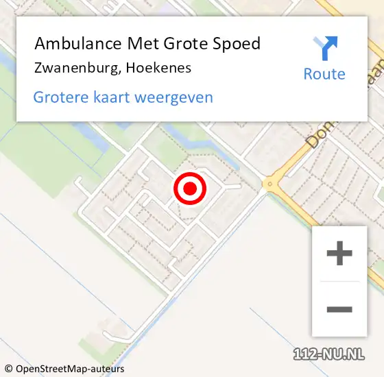 Locatie op kaart van de 112 melding: Ambulance Met Grote Spoed Naar Zwanenburg, Hoekenes op 28 januari 2022 05:45