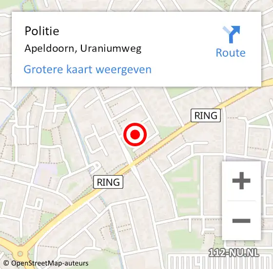 Locatie op kaart van de 112 melding: Politie Apeldoorn, Uraniumweg op 28 januari 2022 05:53