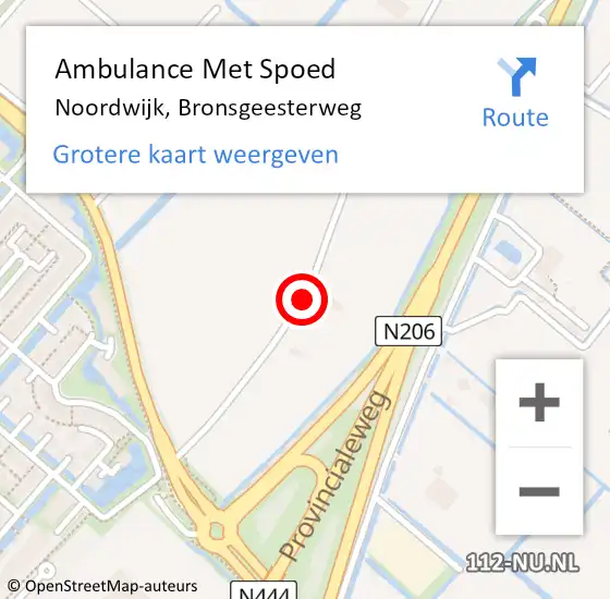 Locatie op kaart van de 112 melding: Ambulance Met Spoed Naar Noordwijk, Bronsgeesterweg op 6 juli 2014 15:14