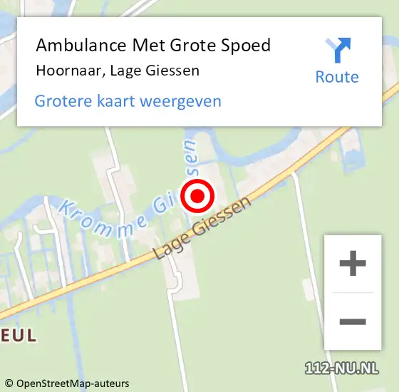 Locatie op kaart van de 112 melding: Ambulance Met Grote Spoed Naar Hoornaar, Lage Giessen op 28 januari 2022 06:14