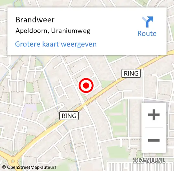 Locatie op kaart van de 112 melding: Brandweer Apeldoorn, Uraniumweg op 28 januari 2022 06:28