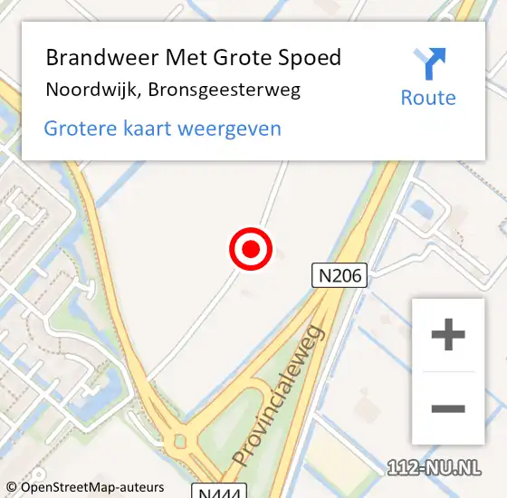 Locatie op kaart van de 112 melding: Brandweer Met Grote Spoed Naar Noordwijk, Bronsgeesterweg op 6 juli 2014 15:17