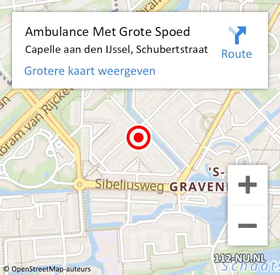 Locatie op kaart van de 112 melding: Ambulance Met Grote Spoed Naar Capelle aan den IJssel, Schubertstraat op 28 januari 2022 07:10