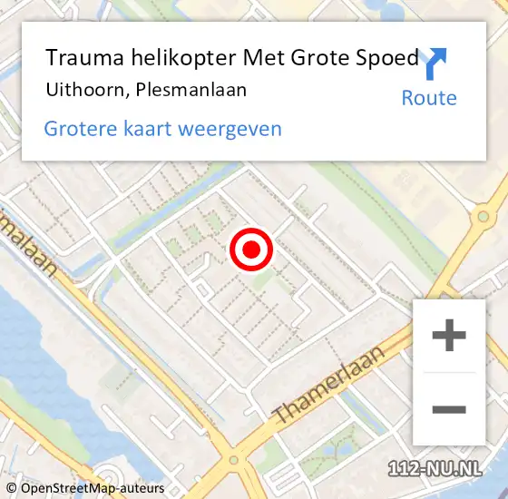 Locatie op kaart van de 112 melding: Trauma helikopter Met Grote Spoed Naar Uithoorn, Plesmanlaan op 28 januari 2022 07:21