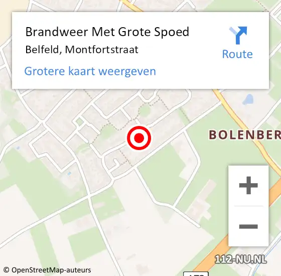 Locatie op kaart van de 112 melding: Brandweer Met Grote Spoed Naar Belfeld, Montfortstraat op 28 januari 2022 07:56