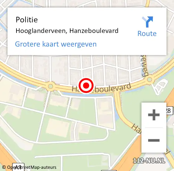 Locatie op kaart van de 112 melding: Politie Hooglanderveen, Hanzeboulevard op 28 januari 2022 08:04
