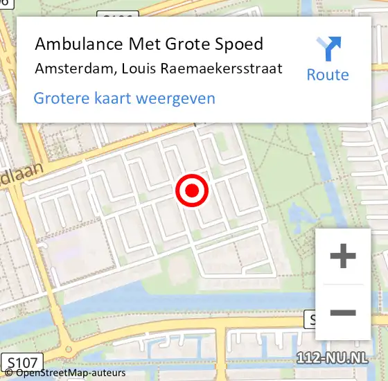 Locatie op kaart van de 112 melding: Ambulance Met Grote Spoed Naar Amsterdam, Louis Raemaekersstraat op 28 januari 2022 08:10