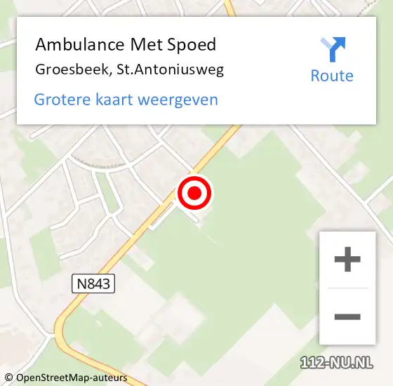 Locatie op kaart van de 112 melding: Ambulance Met Spoed Naar Groesbeek, St.Antoniusweg op 28 januari 2022 08:19