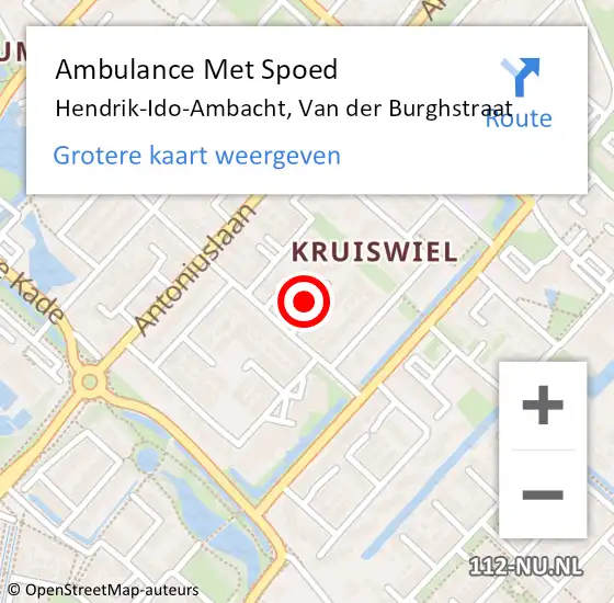 Locatie op kaart van de 112 melding: Ambulance Met Spoed Naar Hendrik-Ido-Ambacht, Van der Burghstraat op 28 januari 2022 08:20