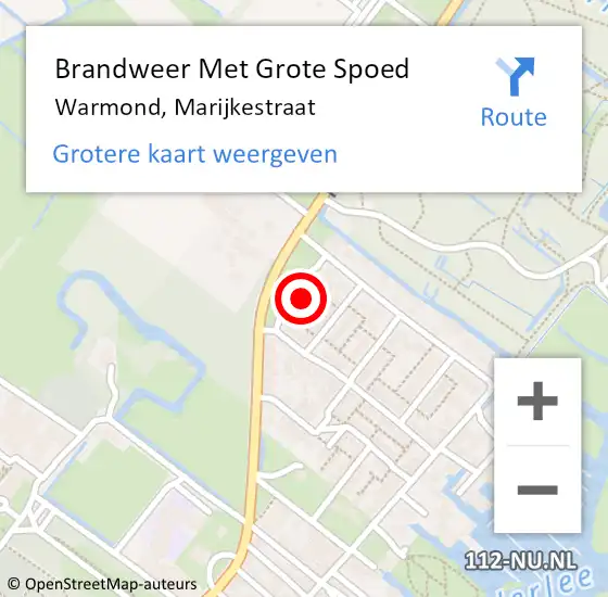 Locatie op kaart van de 112 melding: Brandweer Met Grote Spoed Naar Warmond, Marijkestraat op 28 januari 2022 08:24