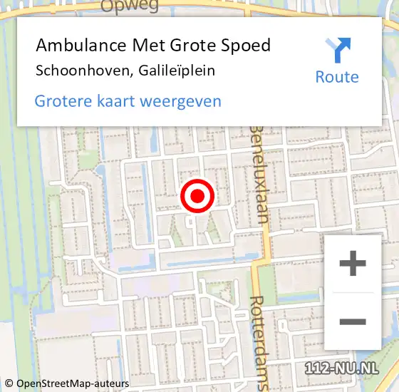 Locatie op kaart van de 112 melding: Ambulance Met Grote Spoed Naar Schoonhoven, Galileïplein op 28 januari 2022 08:25