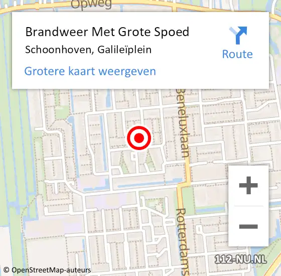 Locatie op kaart van de 112 melding: Brandweer Met Grote Spoed Naar Schoonhoven, Galileïplein op 28 januari 2022 08:40