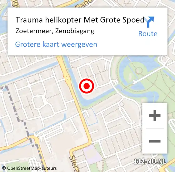 Locatie op kaart van de 112 melding: Trauma helikopter Met Grote Spoed Naar Zoetermeer, Zenobiagang op 28 januari 2022 08:41