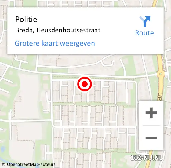 Locatie op kaart van de 112 melding: Politie Breda, Heusdenhoutsestraat op 28 januari 2022 09:02