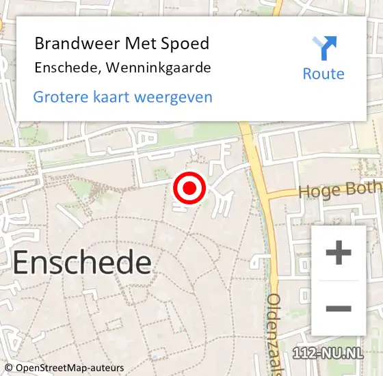 Locatie op kaart van de 112 melding: Brandweer Met Spoed Naar Enschede, Wenninkgaarde op 28 januari 2022 09:05