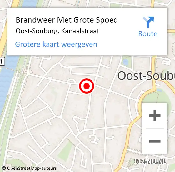 Locatie op kaart van de 112 melding: Brandweer Met Grote Spoed Naar Oost-Souburg, Kanaalstraat op 28 januari 2022 09:08