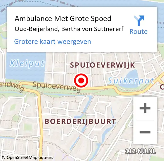 Locatie op kaart van de 112 melding: Ambulance Met Grote Spoed Naar Oud-Beijerland, Bertha von Suttnererf op 28 januari 2022 09:10