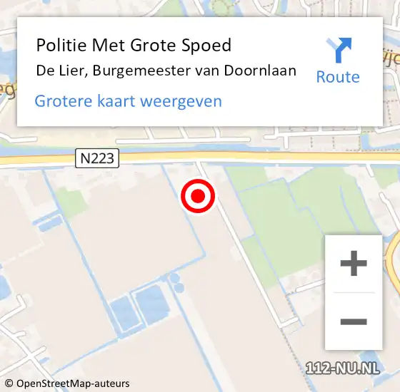 Locatie op kaart van de 112 melding: Politie Met Grote Spoed Naar De Lier, Burgemeester van Doornlaan op 28 januari 2022 09:10