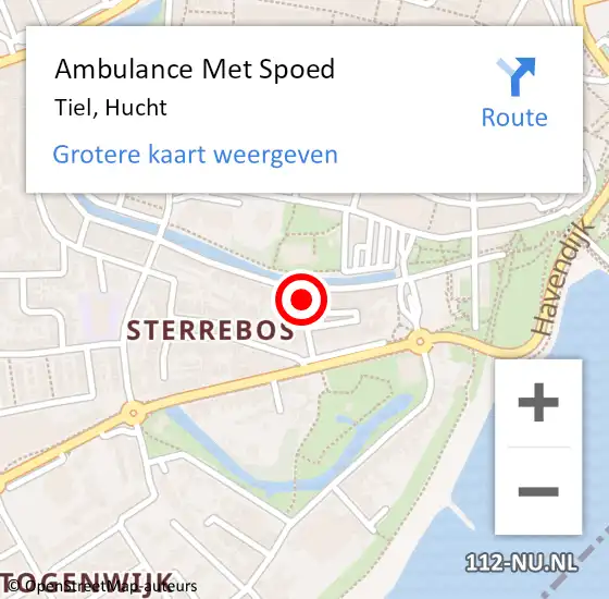 Locatie op kaart van de 112 melding: Ambulance Met Spoed Naar Tiel, Hucht op 28 januari 2022 09:17