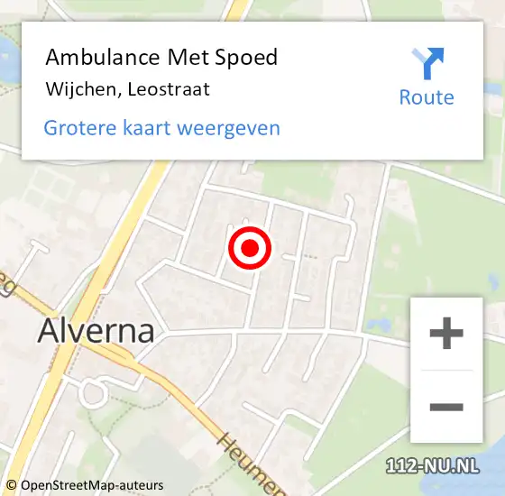 Locatie op kaart van de 112 melding: Ambulance Met Spoed Naar Wijchen, Leostraat op 28 januari 2022 09:25