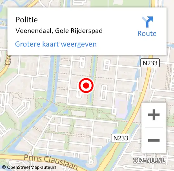 Locatie op kaart van de 112 melding: Politie Veenendaal, Gele Rijderspad op 28 januari 2022 09:26