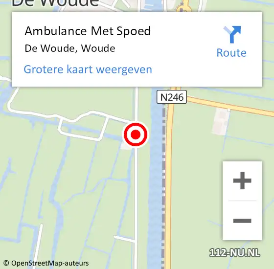Locatie op kaart van de 112 melding: Ambulance Met Spoed Naar De Woude, Woude op 6 juli 2014 15:36