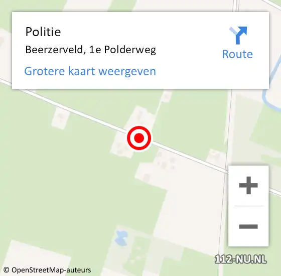 Locatie op kaart van de 112 melding: Politie Beerzerveld, 1e Polderweg op 28 januari 2022 09:39
