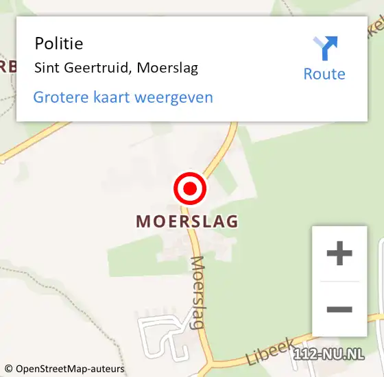 Locatie op kaart van de 112 melding: Politie Sint Geertruid, Moerslag op 28 januari 2022 09:46