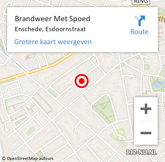 Locatie op kaart van de 112 melding: Brandweer Met Spoed Naar Enschede, Esdoornstraat op 28 januari 2022 09:46